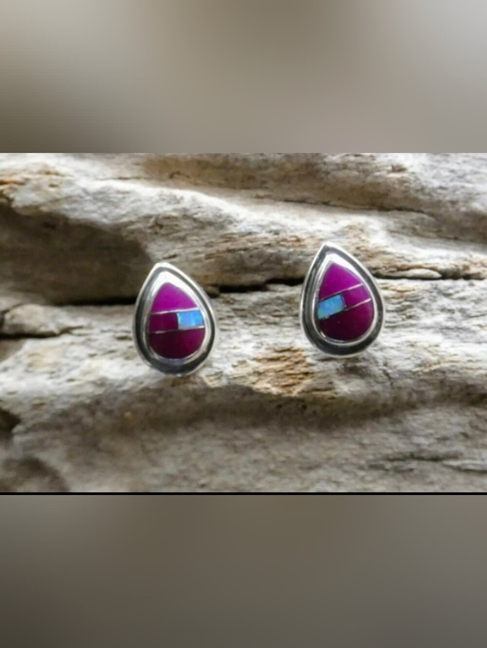 Sterling Silver Opal Sugilite Stud Earrings